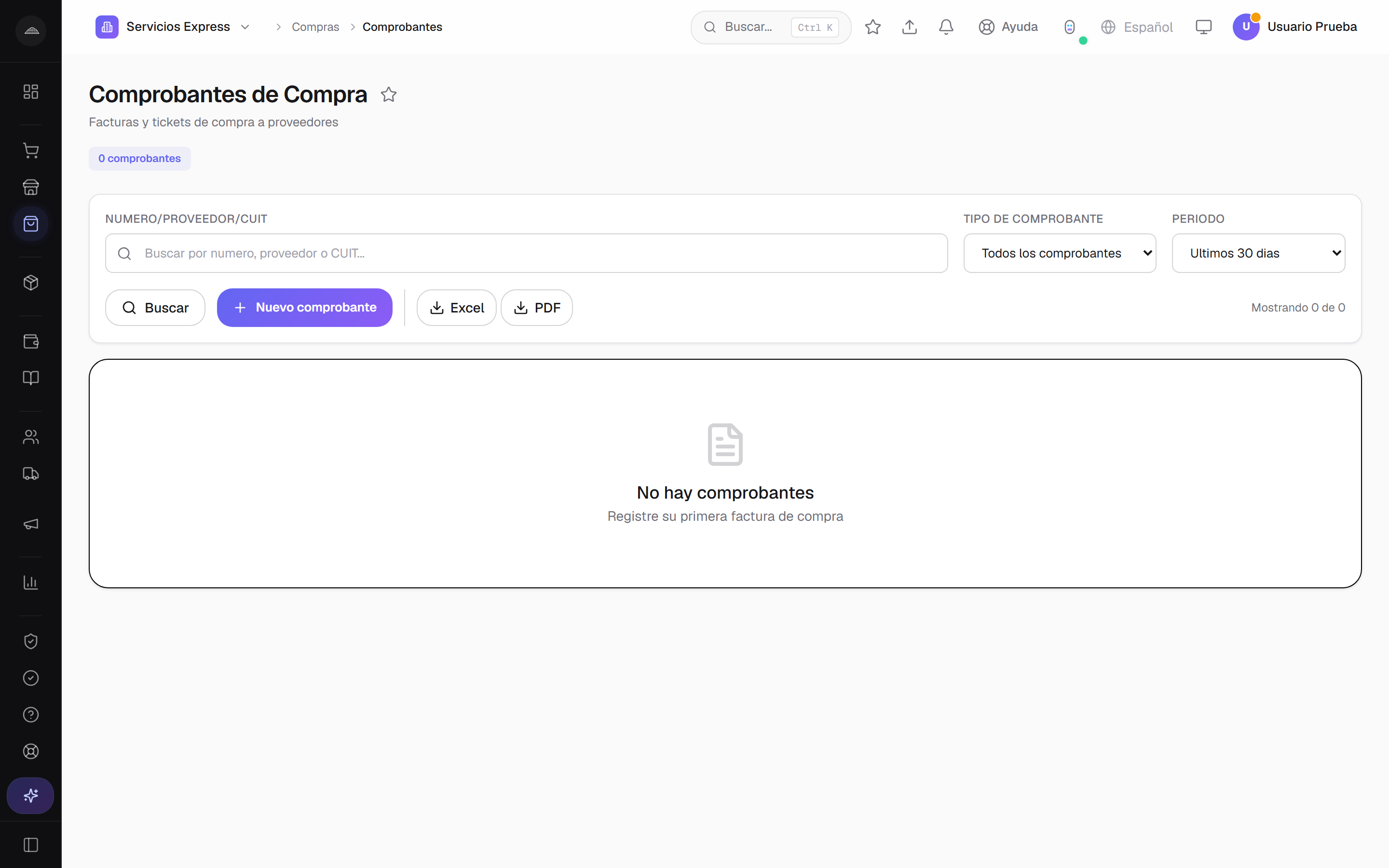 Pantalla de compras y pagos de Abakool con órdenes, facturas de proveedor y pagos